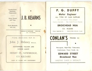 Advertisement "J . B. Kearns, P .G. Duffy, John J. Delaney, Conlan's" Newbridge / Droichead Nua