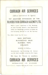 Advertisement "Curragh Air Services" Newbridge / Droichead Nua